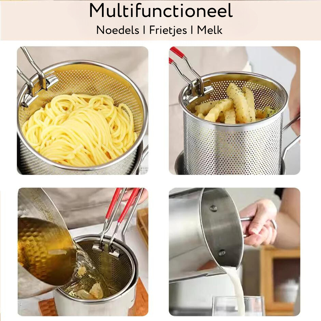 Multifunctional stainless steel fryer-hot air fryer for oil savings, anti-brewing silicone handle, 1200 ml capacity 4
