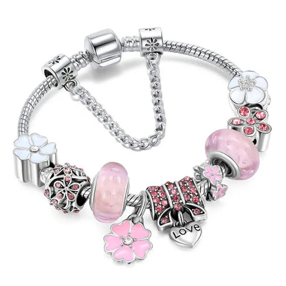 BRACELET DE CHARME - Argent 925 avec motif floral élégant