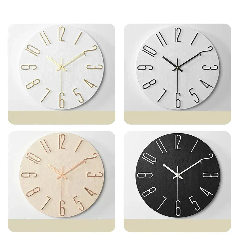 NORDHOUR – Scandinavian Frameless Wall Clock Made of Wood with Silent Quartz 6