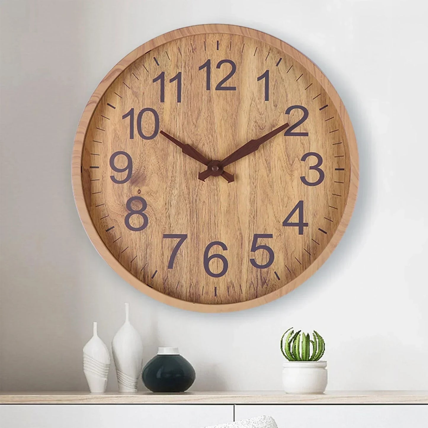 Holzuhr Houten Wandklok - Stille natuurlijke charme voor een rustig en stijlvol huis