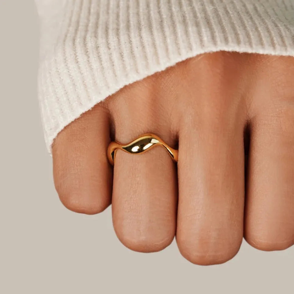 SEARISE RING – Adjustable Minimalist Silver Ring with Ocean Design