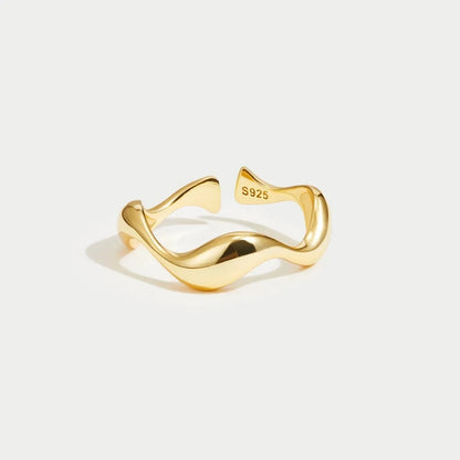 SEARISE RING – Adjustable Minimalist Silver Ring with Ocean Design