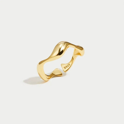 SEARISE RING – Adjustable Minimalist Silver Ring with Ocean Design
