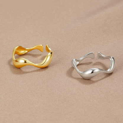SEARISE RING – Adjustable Minimalist Silver Ring with Ocean Design