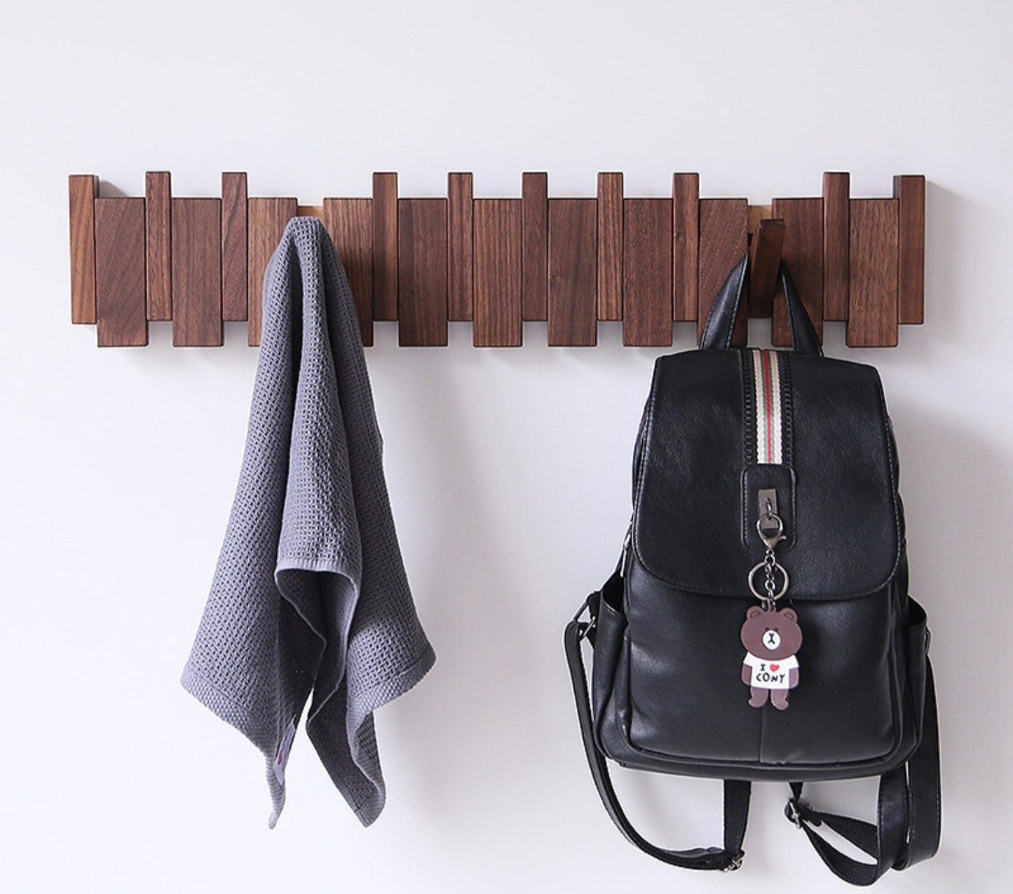 Pianohang Wall Rack-handmade wooden wall wardrobe in the piano design with foldable hooks 1
