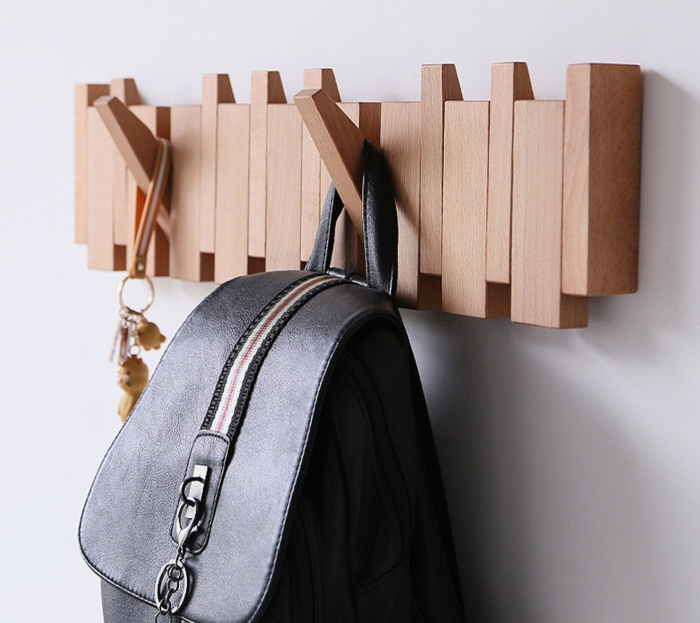 Pianohang Wall Rack-handmade wooden wall wardrobe in the piano design with foldable hooks 2