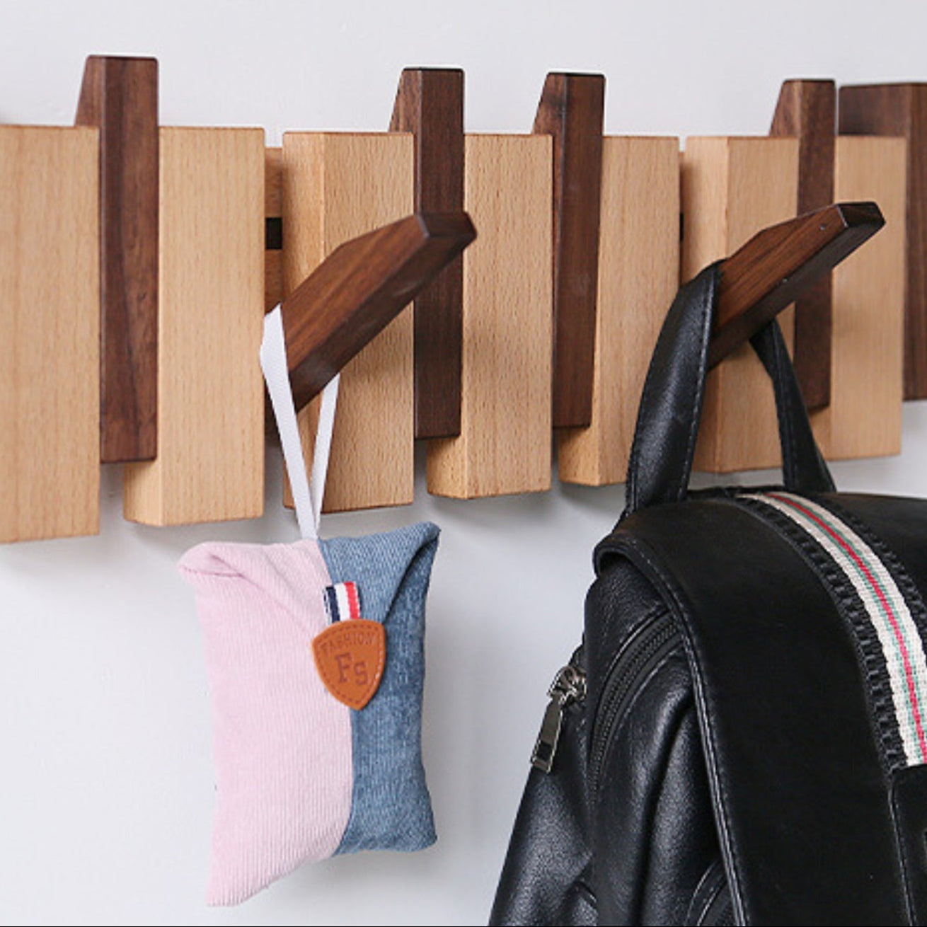 Pianohang Wall Rack-handmade wooden wall wardrobe in the piano design with foldable hooks 4