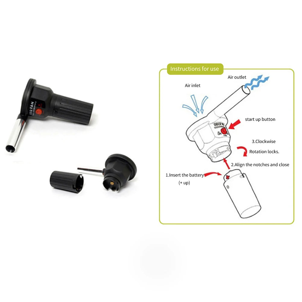 Portable BBQ Fire Bellows – Aluminum Hand Blower for Grilling, Camping & Picnics