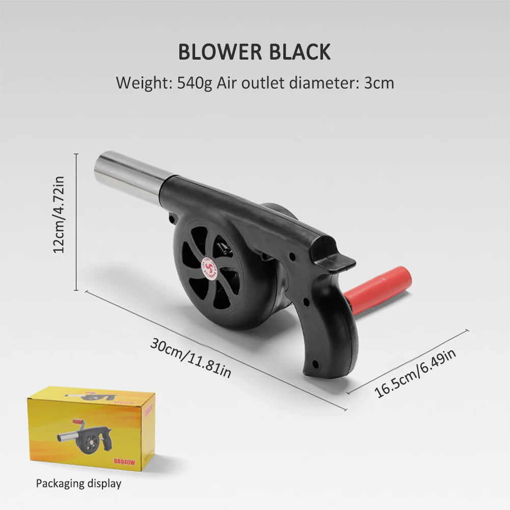 GRILLBLOW – Portable Hand Crank BBQ Fan for Outdoor Cooking
