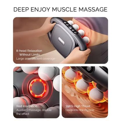 PowerRelief 8 – Fascia Massage Gun with 8 Heads, 3 Modes & 30 Intensity Levels