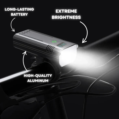 Luminoride Power Beam – 5000 Lumen Bike Light with 12 LEDs, USB-C Rechargeable 10000mAh Battery, and Digital Battery Display