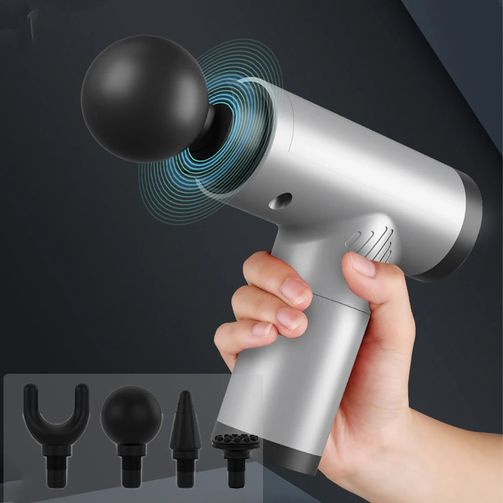PulsePro Mini – Compact Fascia Gun with 6 Speed Levels & 4 Massage Heads