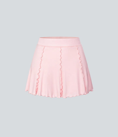 RIBBEDKNIT Tennis Skirt – Feminine 2-in-1 Skort with Frill Hem & Built-In Shorts