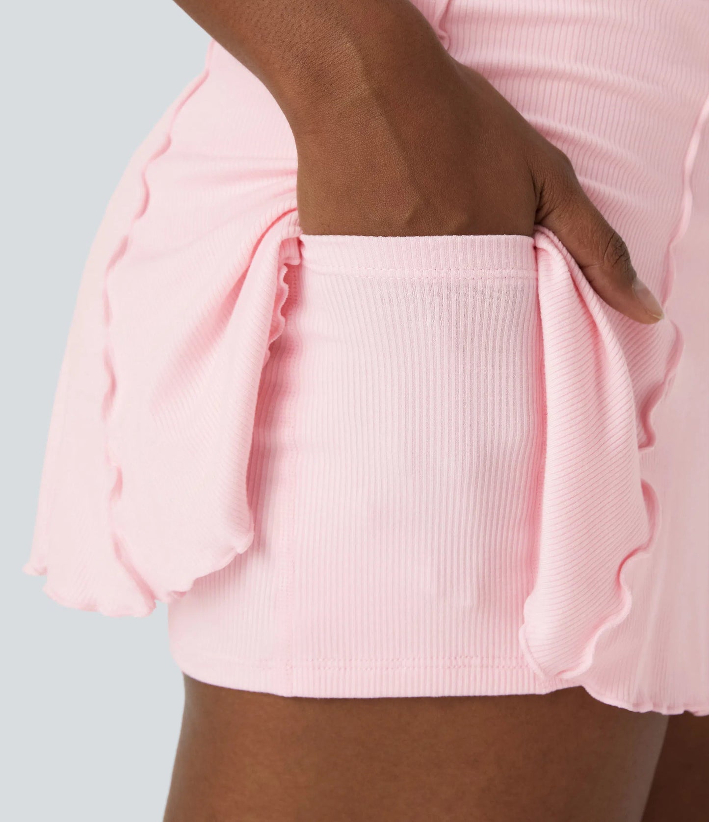 RIBBEDKNIT Tennis Skirt – Feminine 2-in-1 Skort with Frill Hem & Built-In Shorts