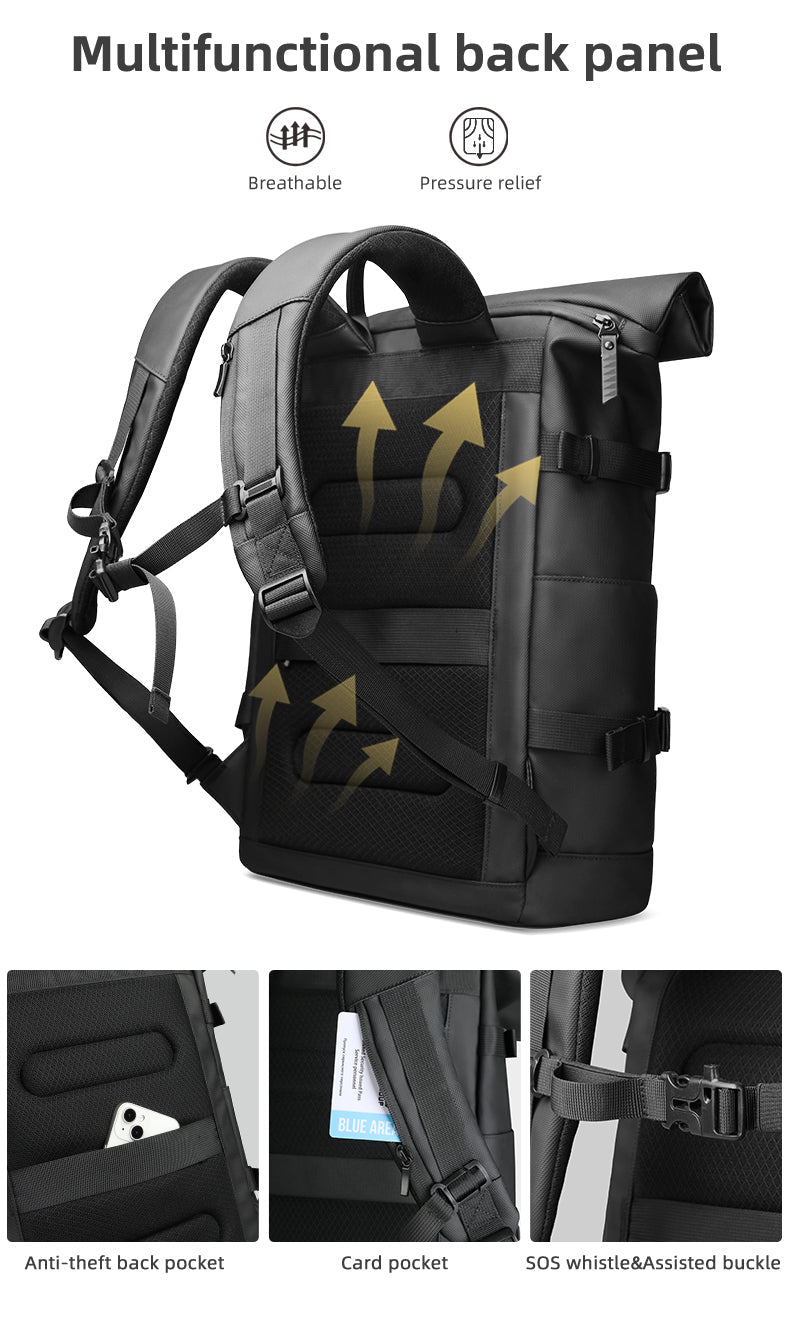 ROLLTRAIL Rolltop Backpack – Expandable 17" Laptop Bag, Waterproof, Anti-Theft, Outdoor & Travel-Ready