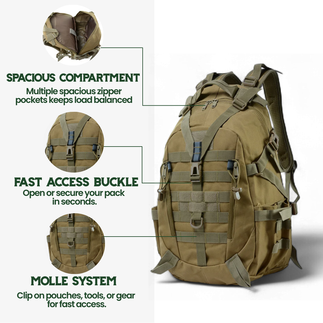 ROVEX 40L – Tactical Backpack with MOLLE System & Water-Resistant Design