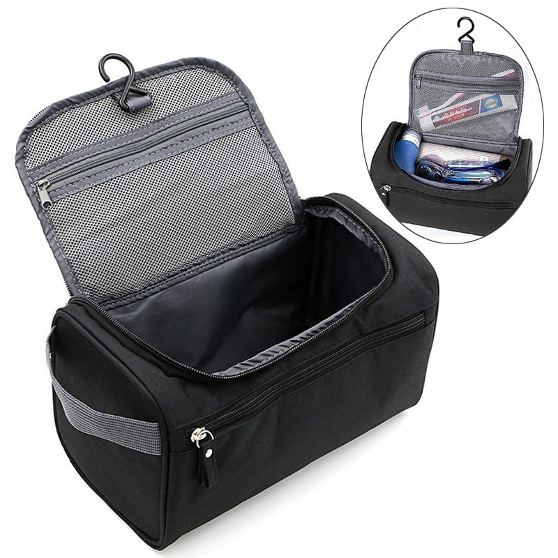  Practical toilet bag with water -repellent nylon and hook - ideal for travel-2