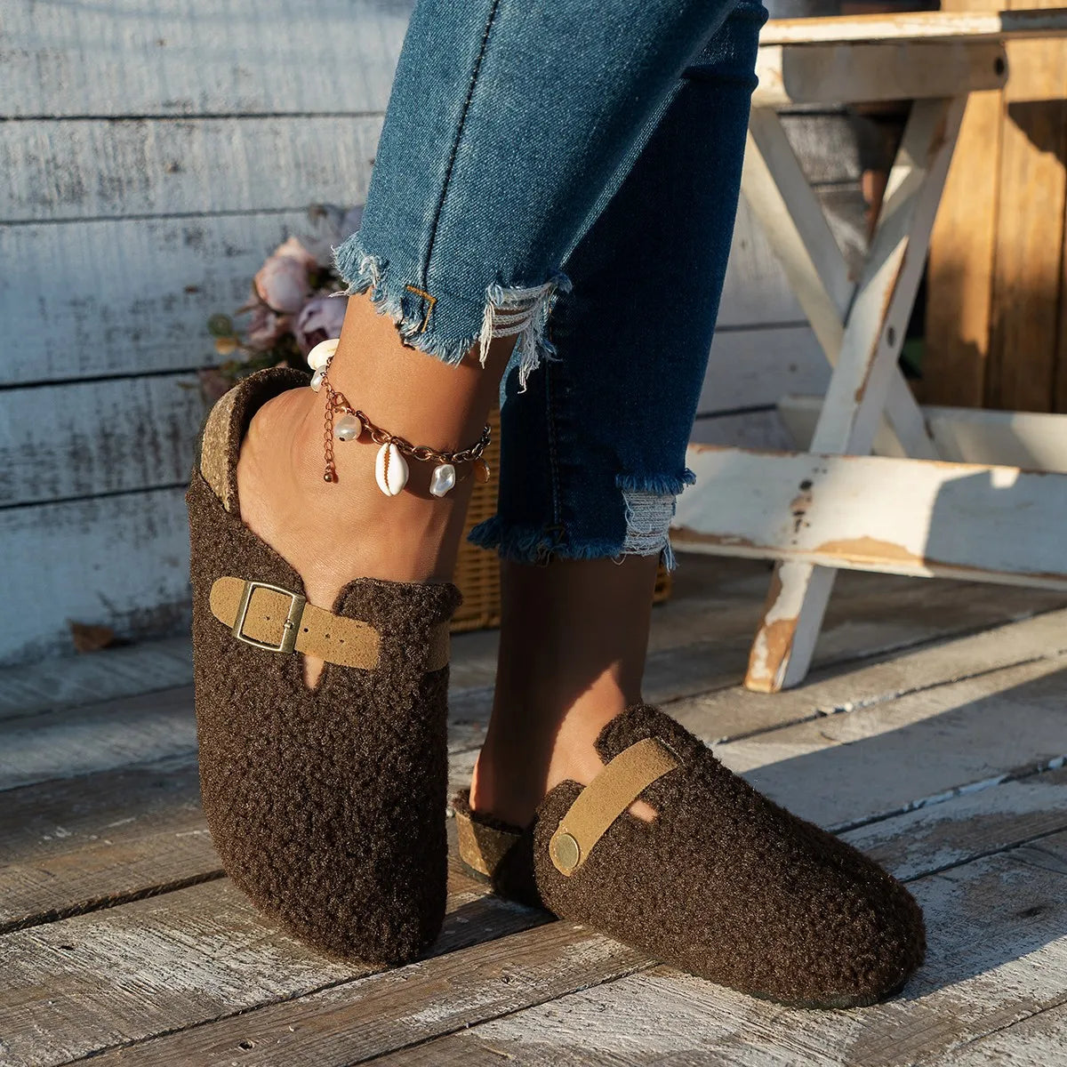  Luxury sheep wool house shoes for women and men-ultra-soft, non-slip, winter comfort-6