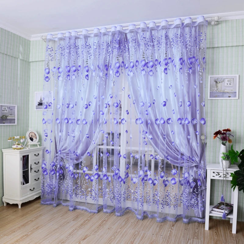 AURISTEL - Soft Sheer Tulle Window Curtains Modern Simplicity Drapes for Living Room, Children's Bedroom & Kitchen