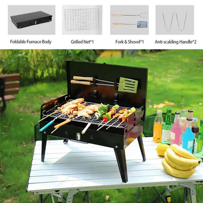 Grillmate Fold - Maleta-grill de acero plegable para jardín, camping y barbacoa al aire libre