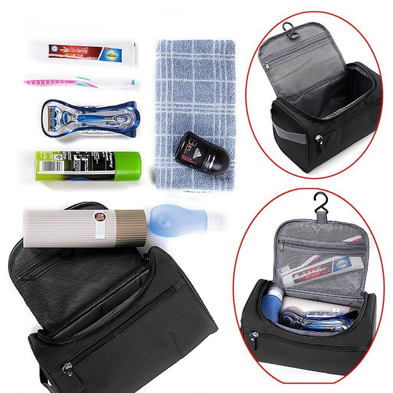  Practical toilet bag with water -repellent nylon and hook - ideal for travel-4