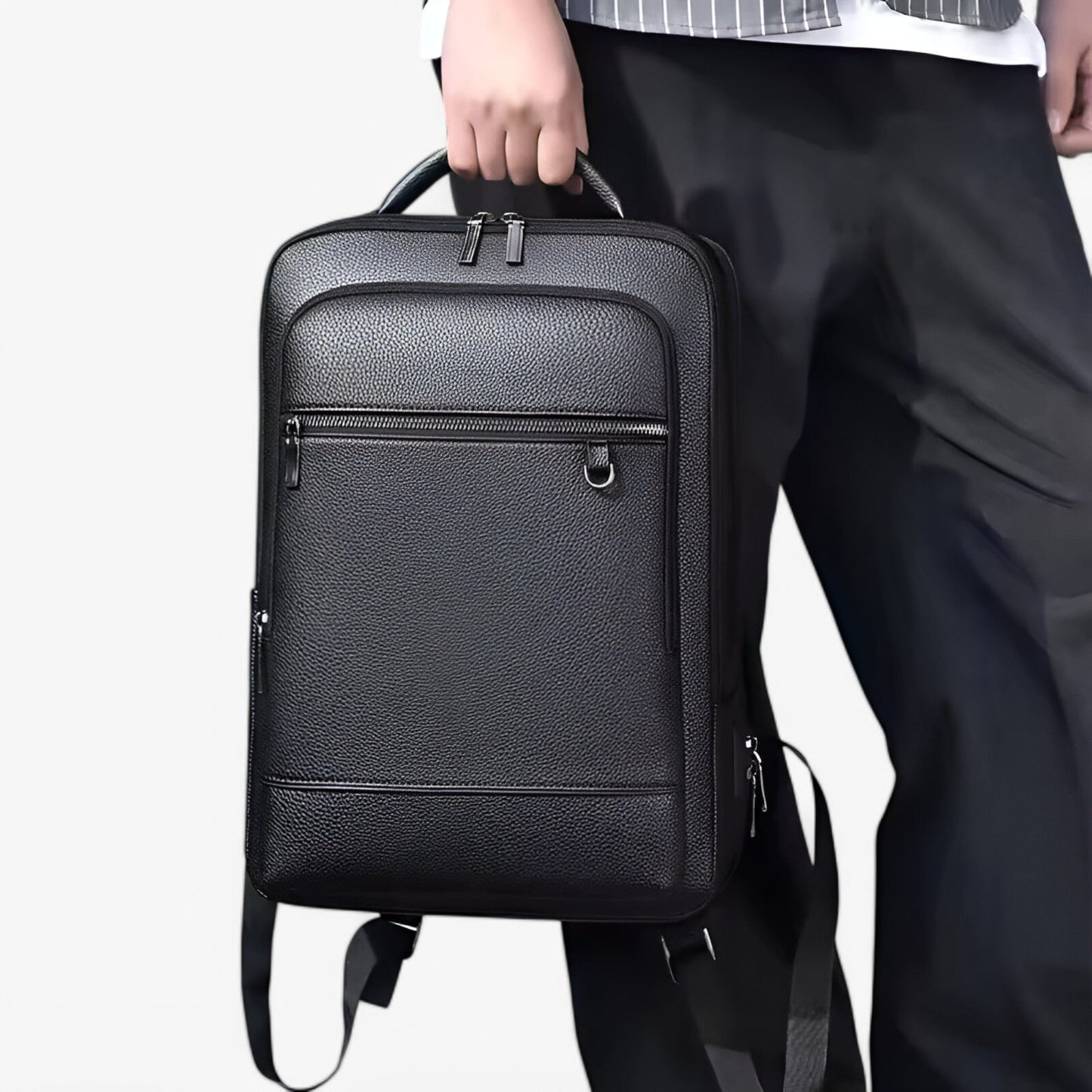 Elegant Leather Backpack with USB Port – Stylish and Functional for Work, Travel, and Daily Life