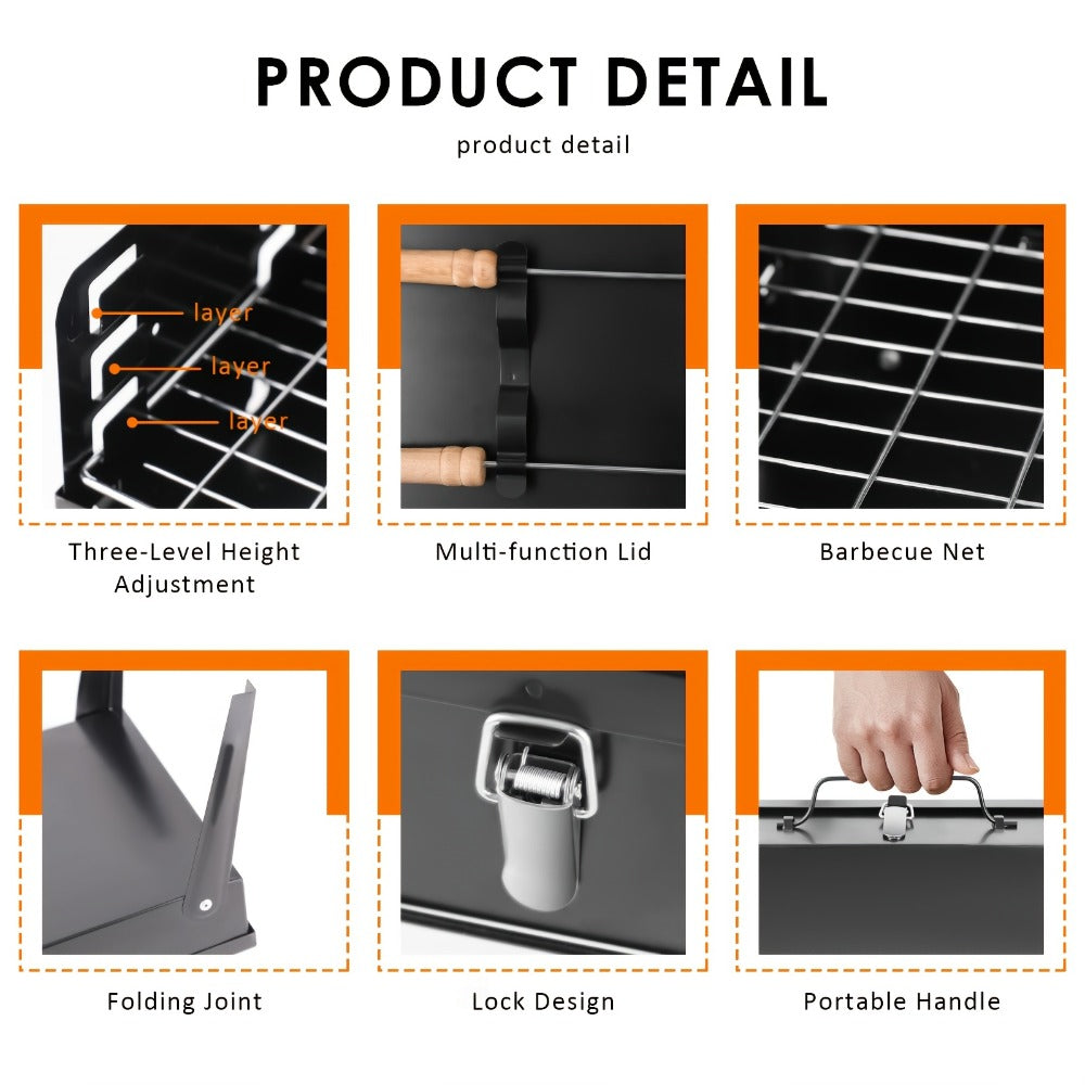 Grillmate Fold - Maleta-grill de acero plegable para jardín, camping y barbacoa al aire libre