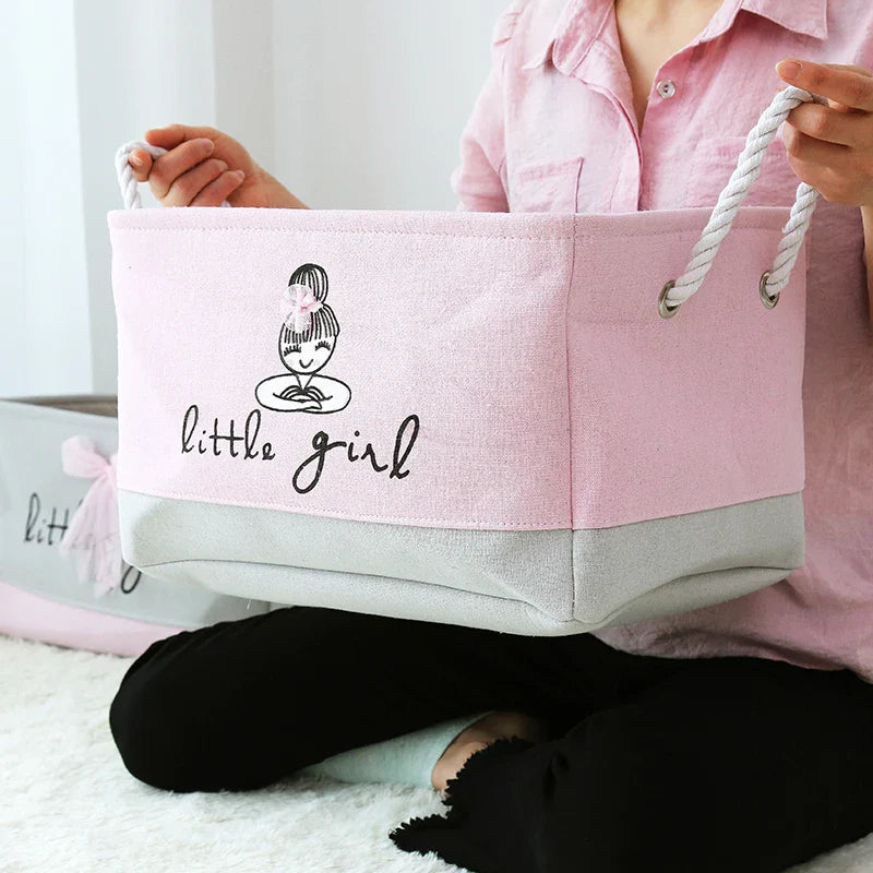 Faltbarer Aufbewahrungskorb für Babyspielzeug und Kleidung - strapazierfähiger Canvas-Organizer mit Griffen - platzsparendes Design für das Kinderzimmer