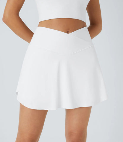 SoftlyZero Skirt - Mini-jupe plus longue avec short, ceinture croisée et poche cachée