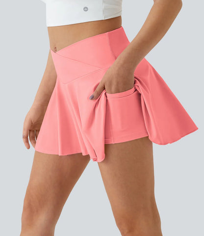SOFTLYZERO Tennisrock - Mini mit Shorts, überkreuztem Bund und UPF50+ Schutz