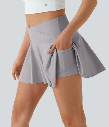 SOFTLYZERO Tennisrock - Mini mit Shorts, überkreuztem Bund und UPF50+ Schutz