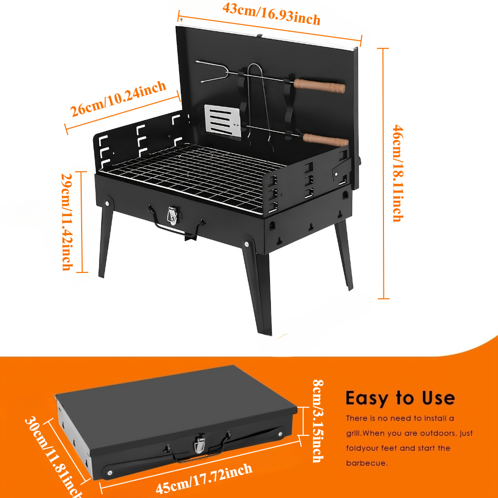 Grillmate Fold - Maleta-grill de acero plegable para jardín, camping y barbacoa al aire libre