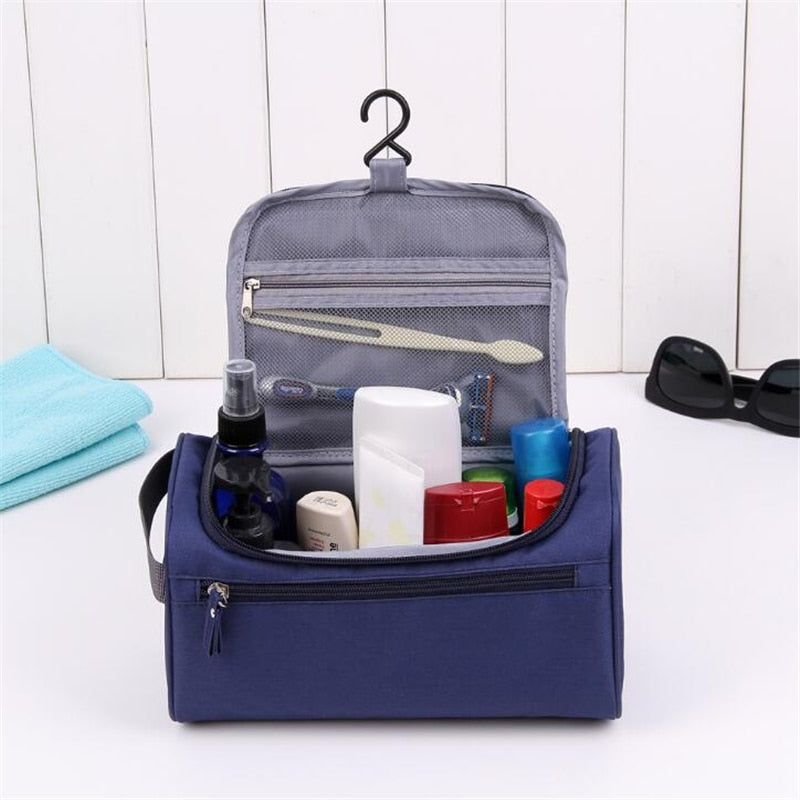  Practical toilet bag with water -repellent nylon and hook - ideal for travel-5