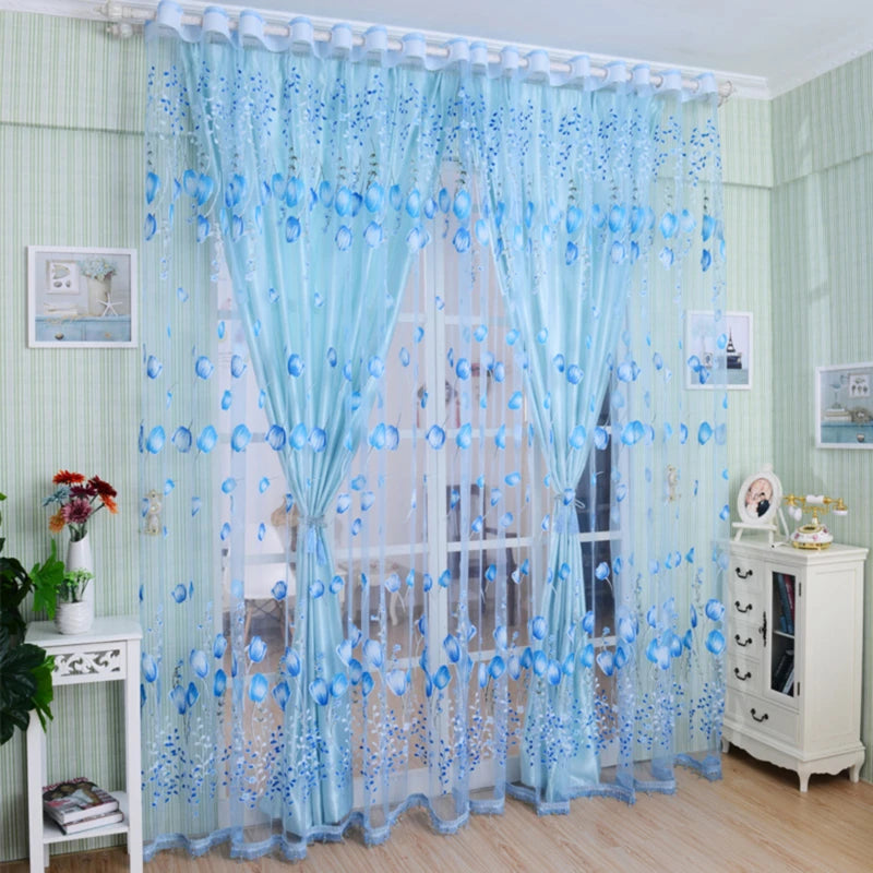 AURISTEL - Soft Sheer Tulle Window Curtains Modern Simplicity Drapes for Living Room, Children's Bedroom & Kitchen