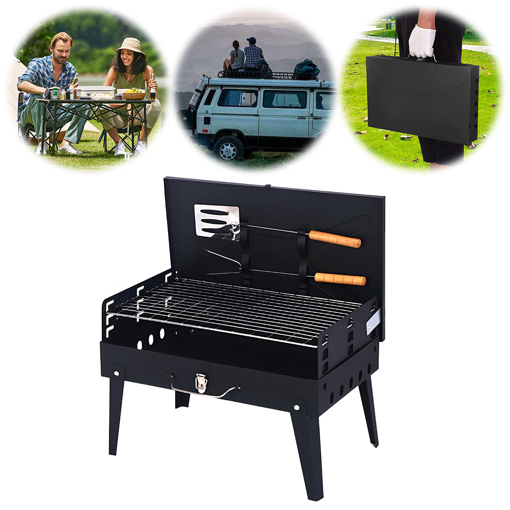 Grillmate Fold - Maleta-grill de acero plegable para jardín, camping y barbacoa al aire libre