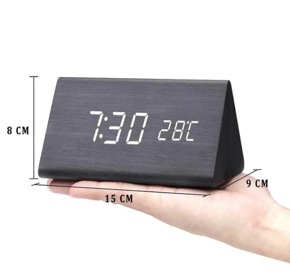 WoodSense Horloge en bois à LED - Design minimaliste à commande vocale pour une vie moderne