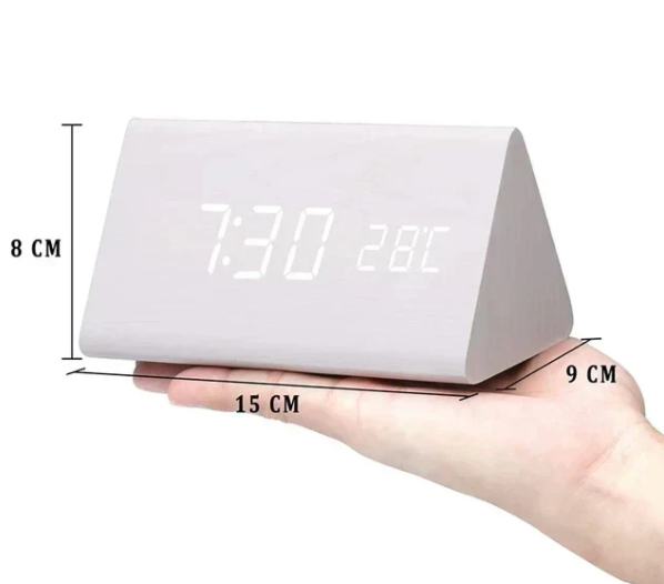 WoodSense Horloge en bois à LED - Design minimaliste à commande vocale pour une vie moderne