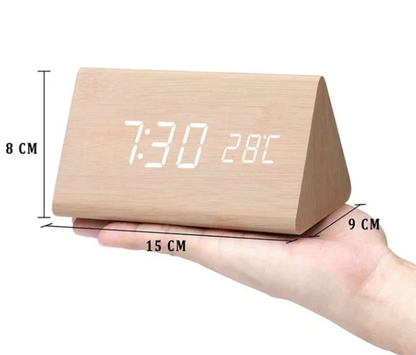 WoodSense Horloge en bois à LED - Design minimaliste à commande vocale pour une vie moderne
