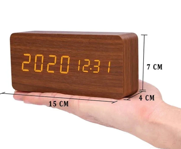 WoodSense Horloge en bois à LED - Design minimaliste à commande vocale pour une vie moderne