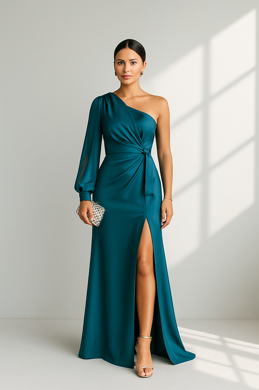 Sculpta One Shoulder Dress-asymmetrical dress with draping & slot for elegant silhouettes 0