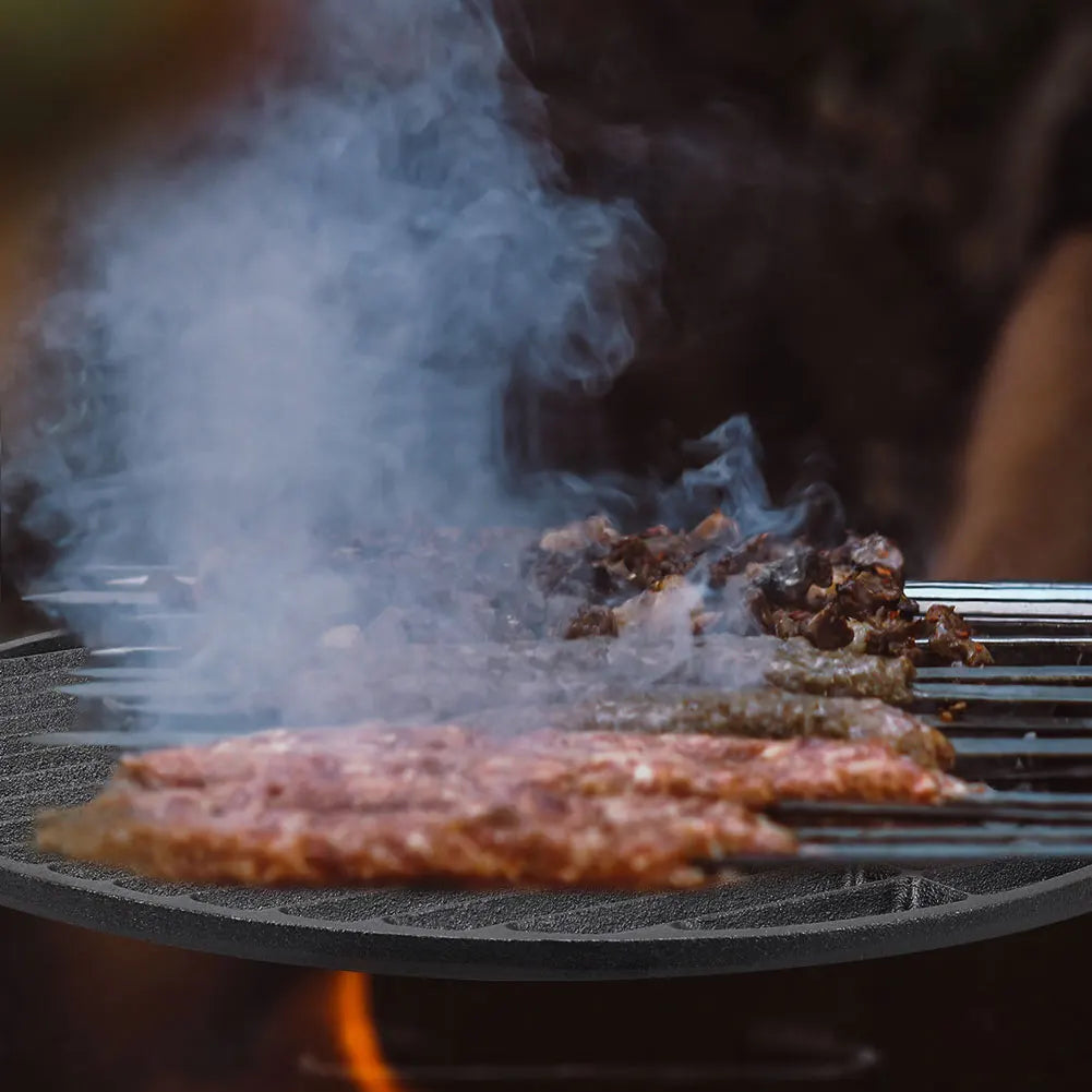 GRILLMASTER - Circular Cast Iron Grilling Grate Dual Side BBQ Searing Rack