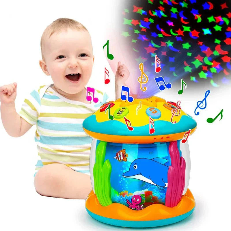 Lumibeats trommel - sensorisch babyspeelgoed met lichtprojecties, kalmerende melodietjes en bewegingsfuncties