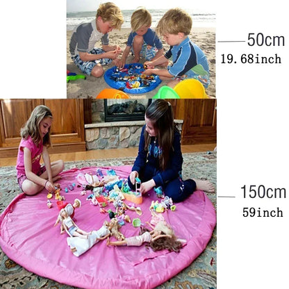 Speelgoedkussen en organizer - 2-in-1 speelmat en opbergtas - duurzame Oxford stof - lichtgewicht en draagbaar - oplossing voor de kinderkamer
