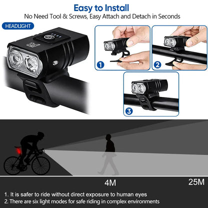 LED Bike Light – Rechargeable bike light with 6 modes for optimal visibility & safety