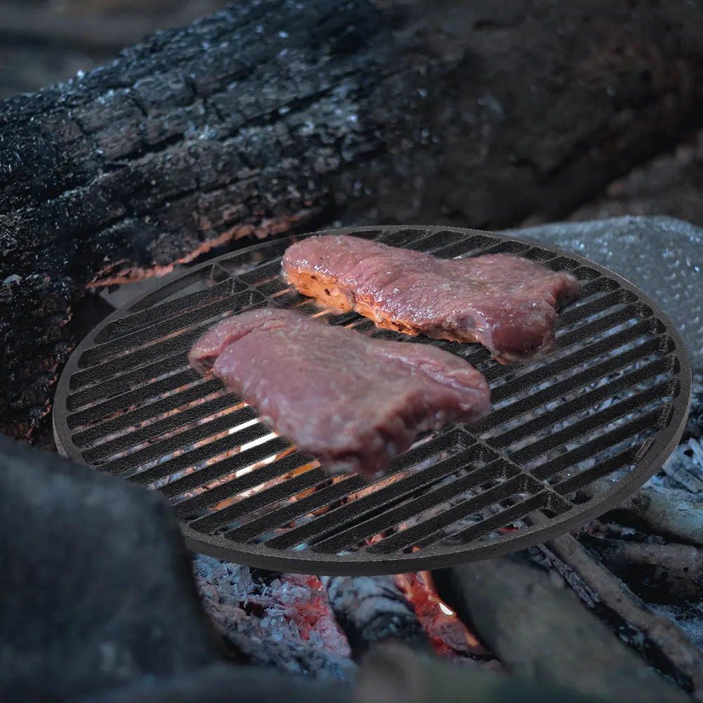 GRILLMASTER - Circular Cast Iron Grilling Grate Dual Side BBQ Searing Rack