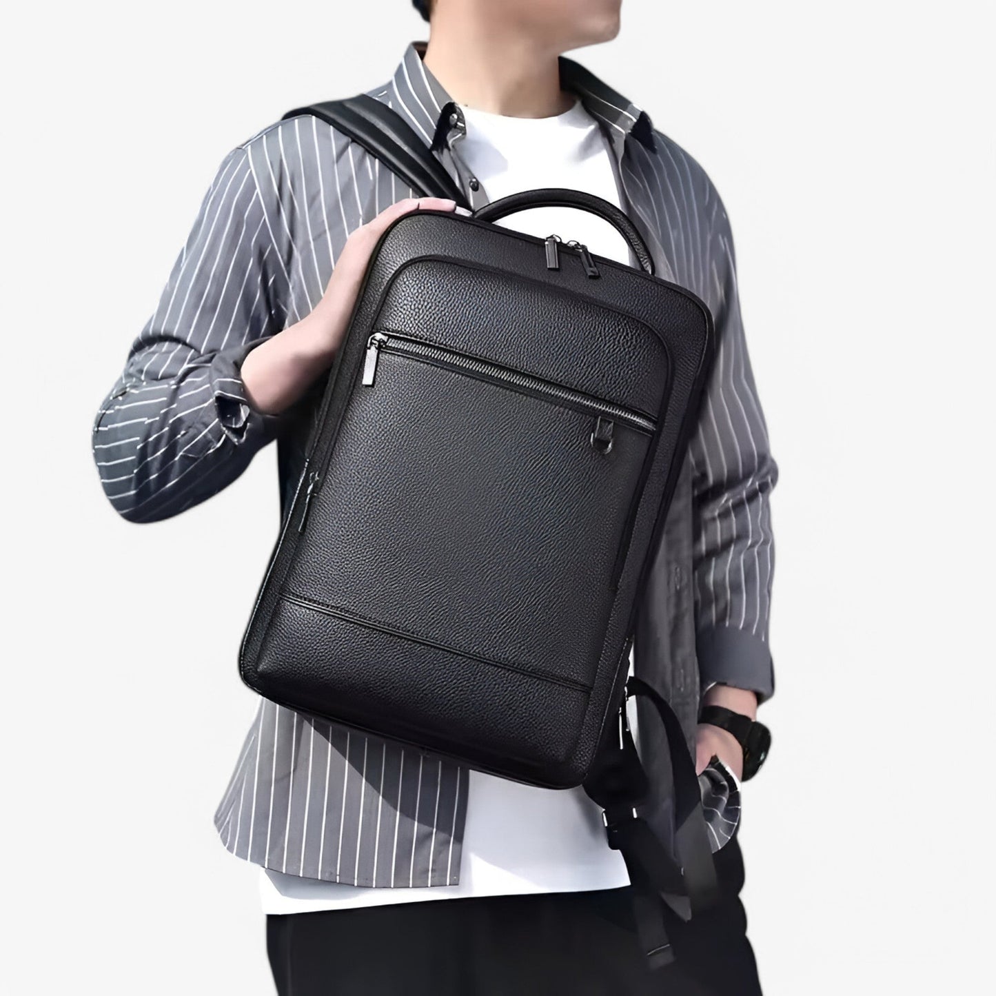 Elegant Leather Backpack with USB Port – Stylish and Functional for Work, Travel, and Daily Life