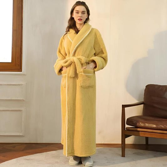 Coral Sherpa – Unisex Fleece Bathrobe with Shawl Collar
