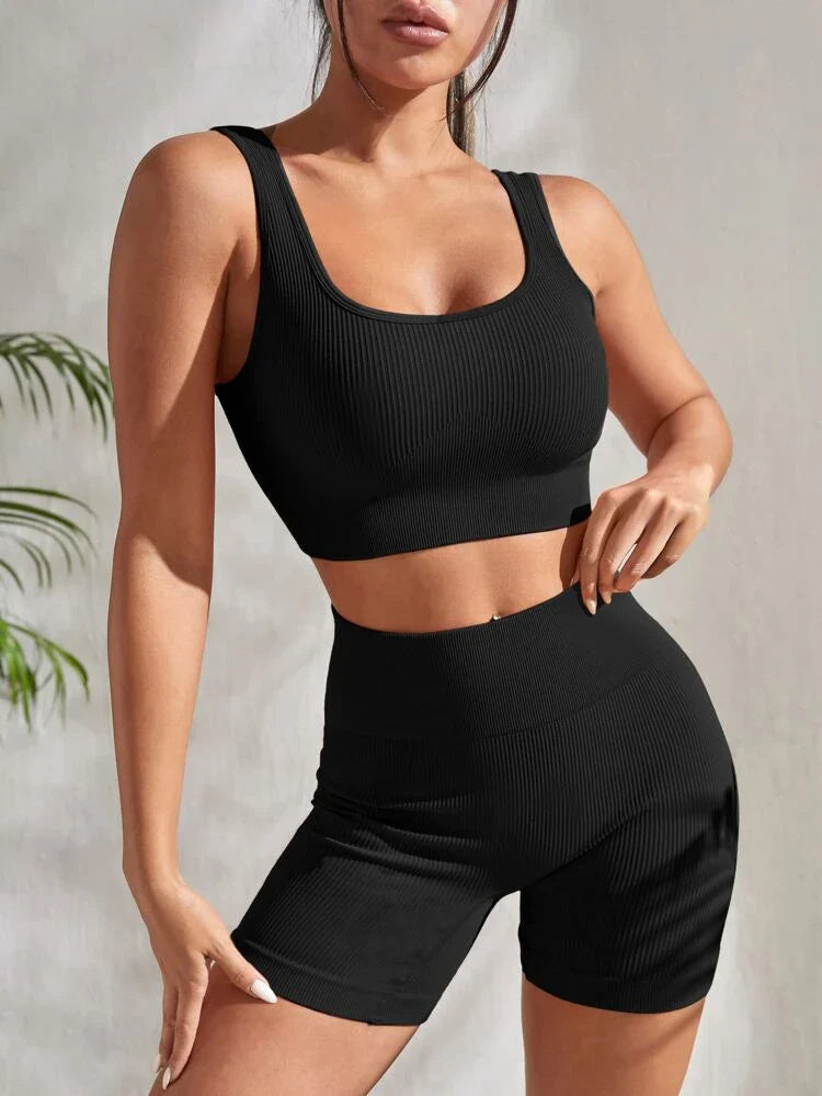 Sienna - Women's 2-Piece Fitness Set, Breathable Sports Top & Shorts 0