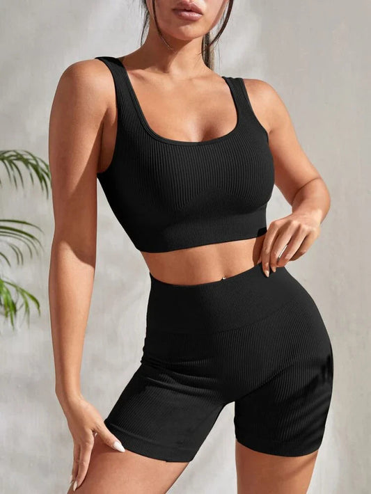 Sienna - Women's 2-Piece Fitness Set, Breathable Sports Top & Shorts 0
