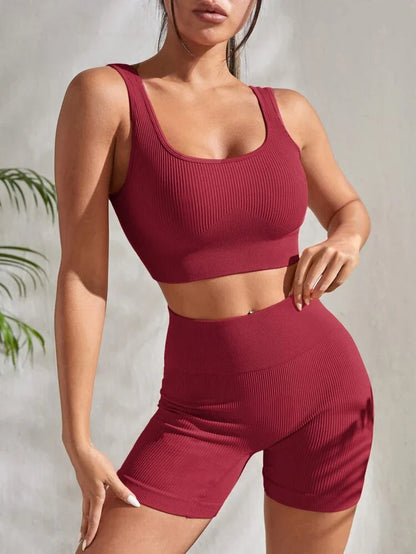 Sienna - Women's 2-Piece Fitness Set, Breathable Sports Top & Shorts 2